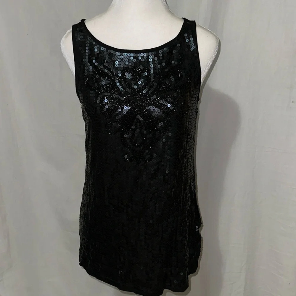 black bead & sequin Skye's The Limit sleeveless top size small